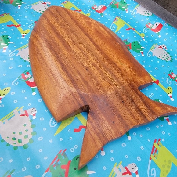 Vintage Monkeypod Wood Serving Dish Fish Tray - Picture 6 of 7